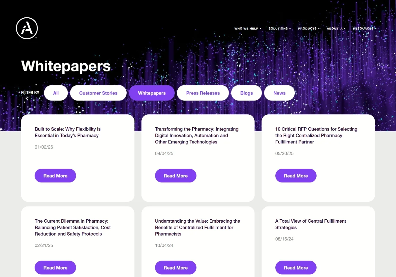 Whitepaper library, gated and structured.