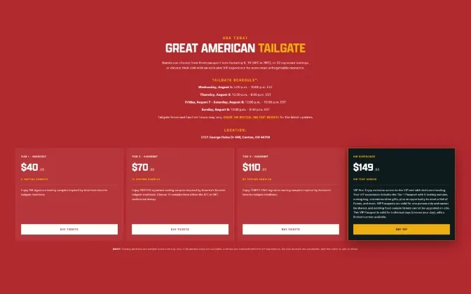 USA TODAY Great American Tailgate responsive details screenshot