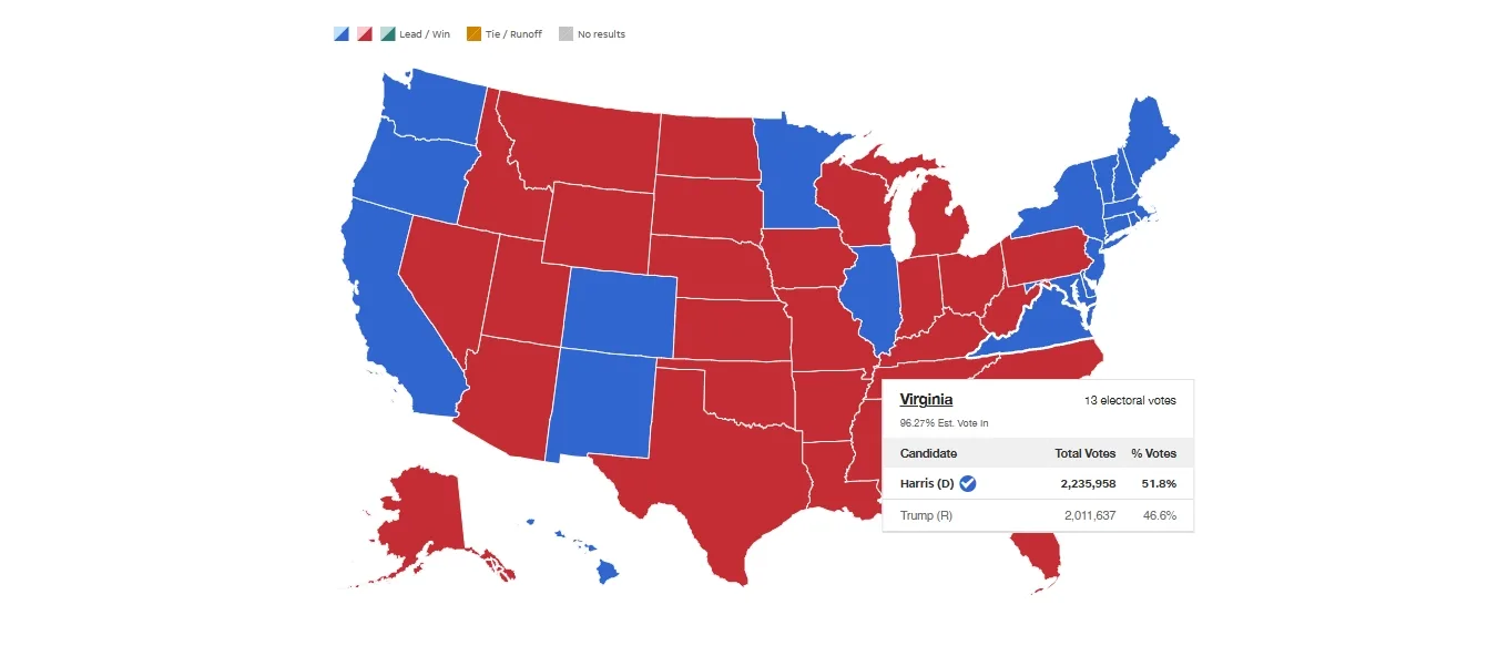 USA TODAY Elections 2024 interactive state map