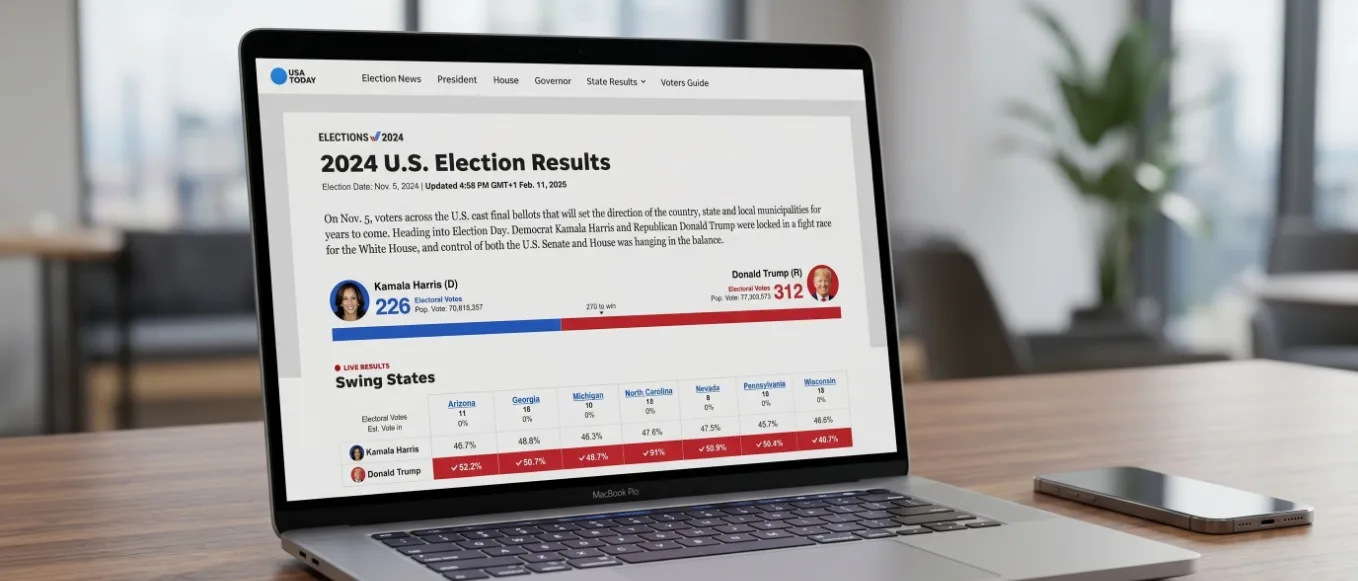 USA TODAY Elections 2024 real-time results platform and interactive state maps