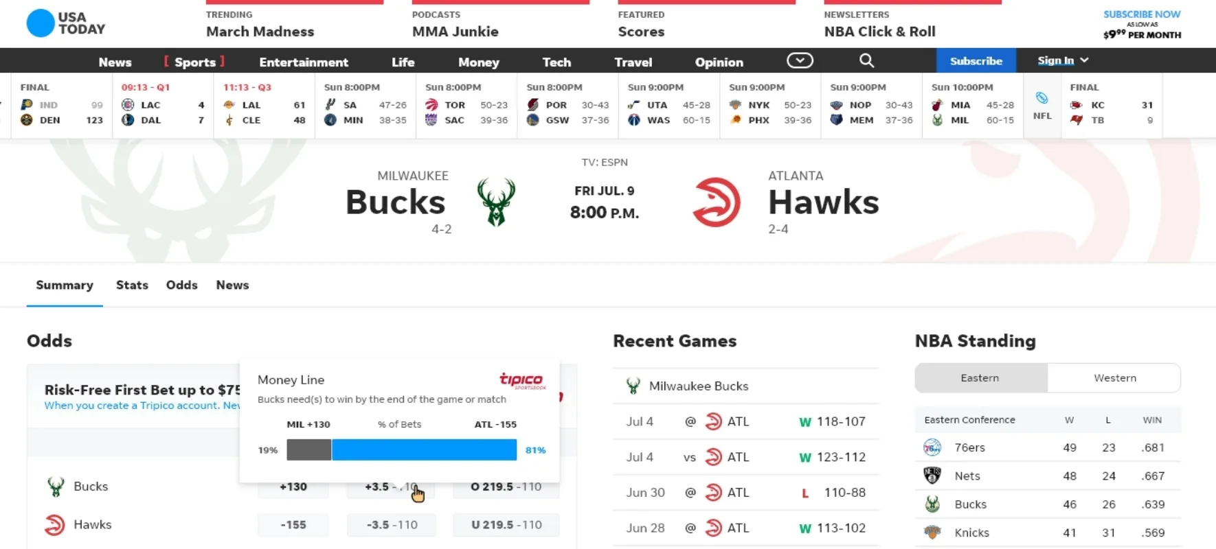 03 / Parlay calculator - odds + potential payout