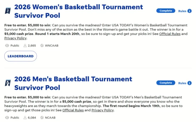 USA TODAY Survivor Pool live leaderboard